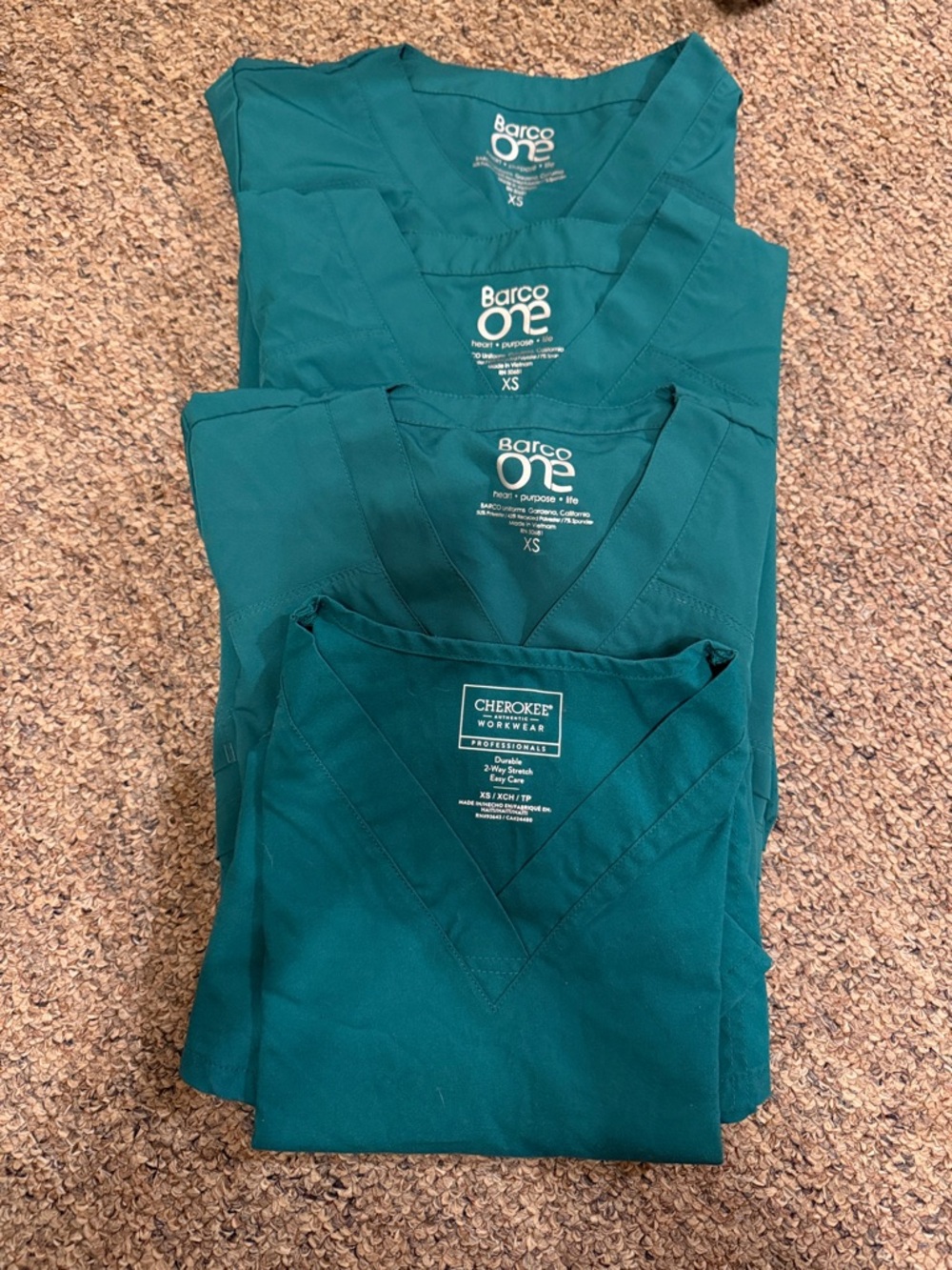4 count teal Scrub Tops